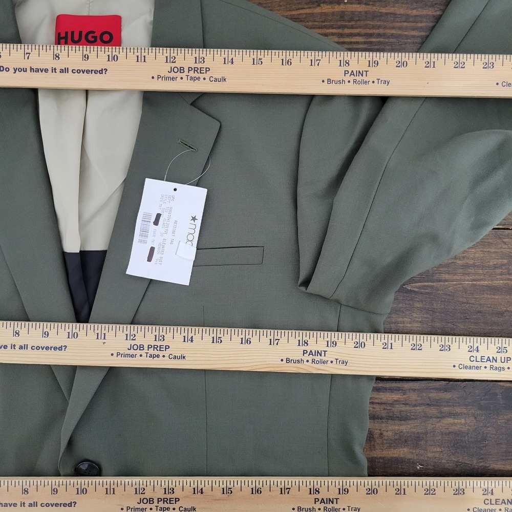 HUGO BOSS Men's Sport Coat Blazer Two Button Olive Wool Blend Super Flex 40R US - Picture 3 of 16